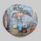 Porcelain art trinket box with blue vase floral painting on round lid