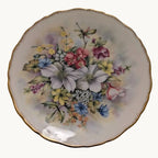 Royal Kent winter floral collector plate, white porcelain with gold rim