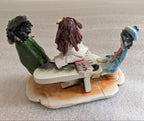 Lino Zampiva signed pottery musical trio figurine, side view of three musicians and score