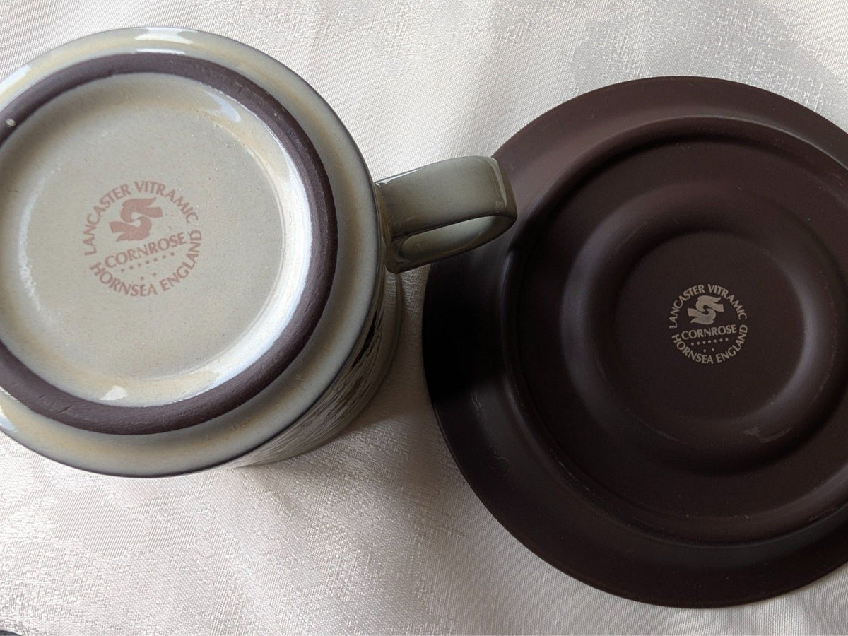 Stoneware bases with maker stamps, light and dark glazed finishes