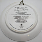 White bone china plate back with Making the Hayrick inscription and limited edition