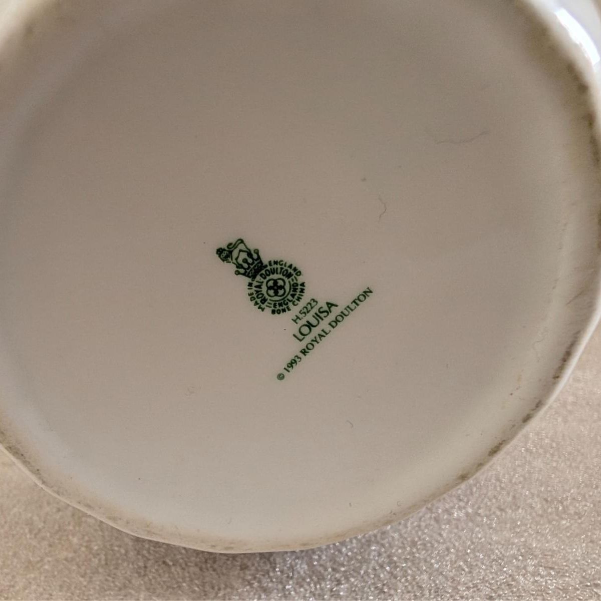 Royal Doulton Louisa bone china vase base stamp and maker mark in green