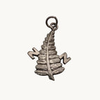 Sterling silver fern charm pendant with round bail loop