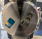 Stainless steel watch case back with EFR-533D markings and water resistance text