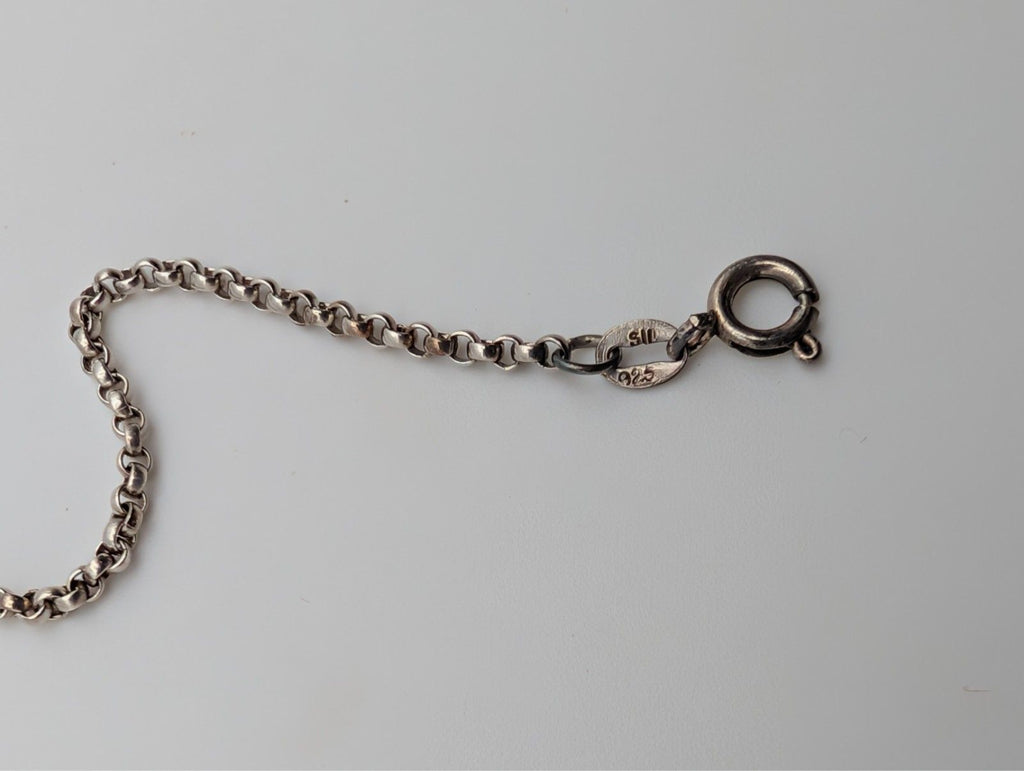 Sterling box chain with lobster clasp and 925 stamped ring