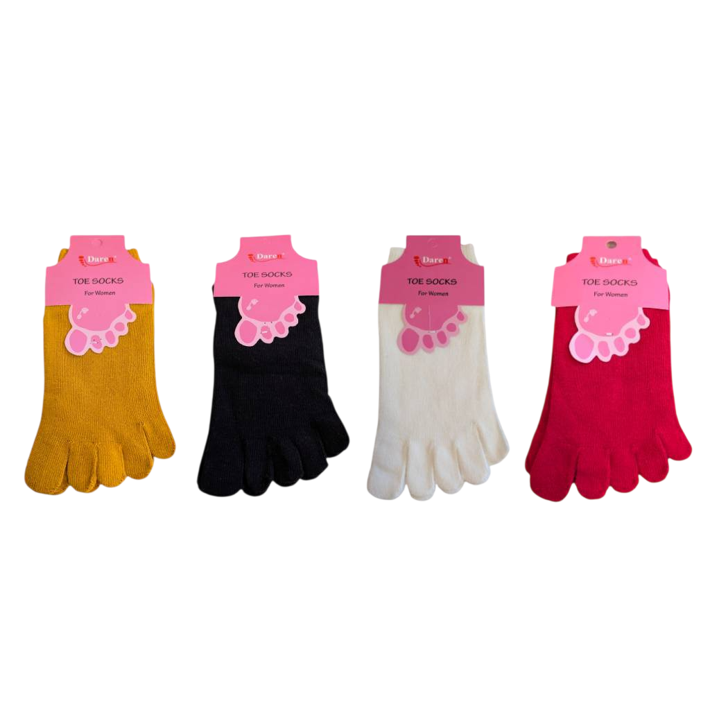 Women's 5-Finger Toe Socks Cotton Extra Low Cut Invisible Liner 36-42