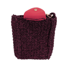 Crochet crossbody clutch with magnetic snap flap and gold clasp, purple with pink tone