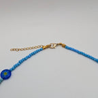 Handmade Blue Millefiori Flower Bead Choker Necklace