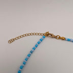 Handmade Blue Turtle Charm Choker Necklace with Glass Drops