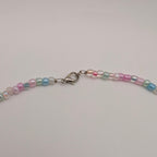 Pastel Multi-Colour Three Heart Beaded Choker Necklace