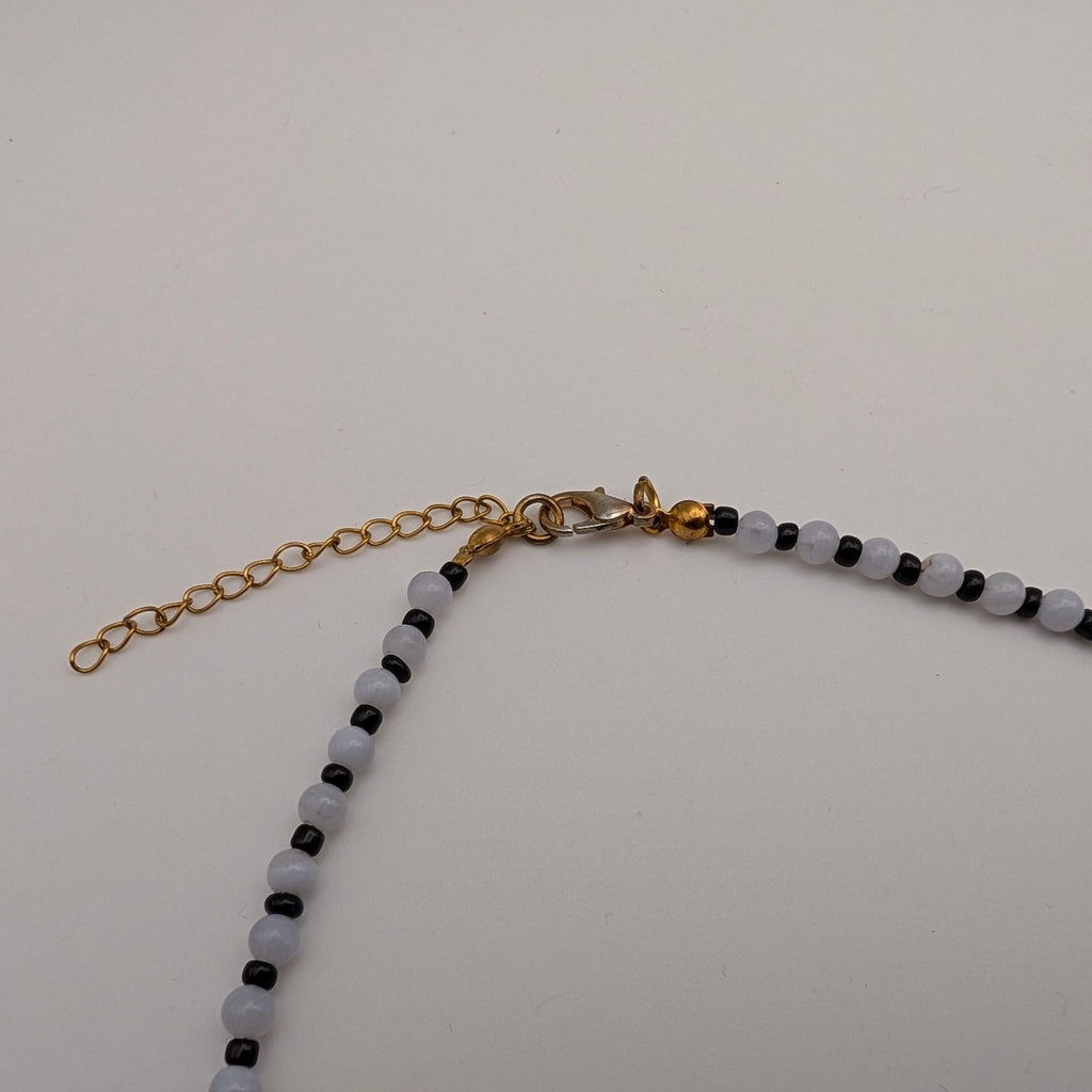 Handmade Black & Grey Queen Elizabeth II Coin-Style Pendant Choker Necklace