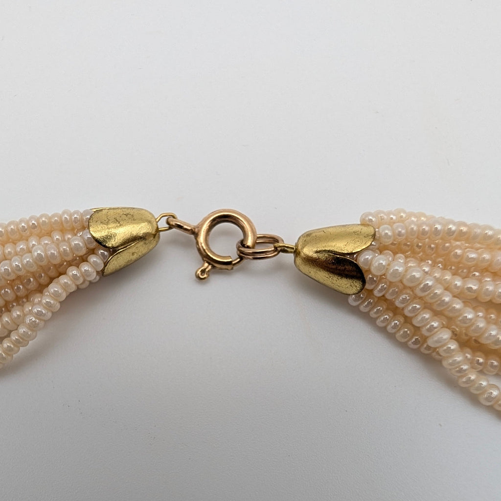Cream Pearl-Effect Twisted Multi-Strand Statement Necklace