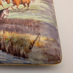 W. Lamonly artist signature and light crazing on Crown Devon fox hunt lid