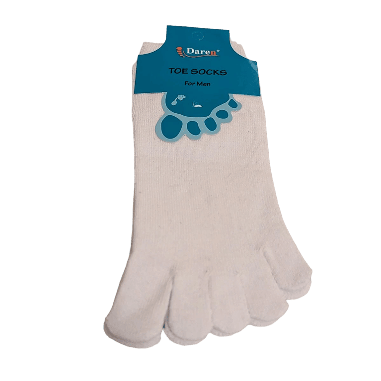 Men's 5-finger toe socks in white with five toe sections